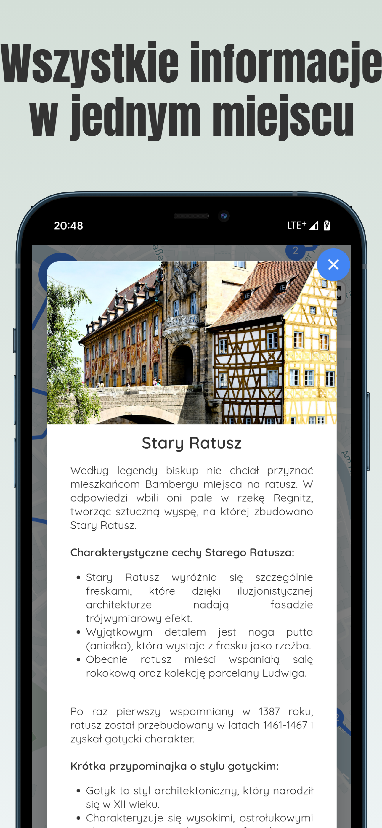 Aplikacja z krótkimi informacjami o atrakcjach w Bambergu