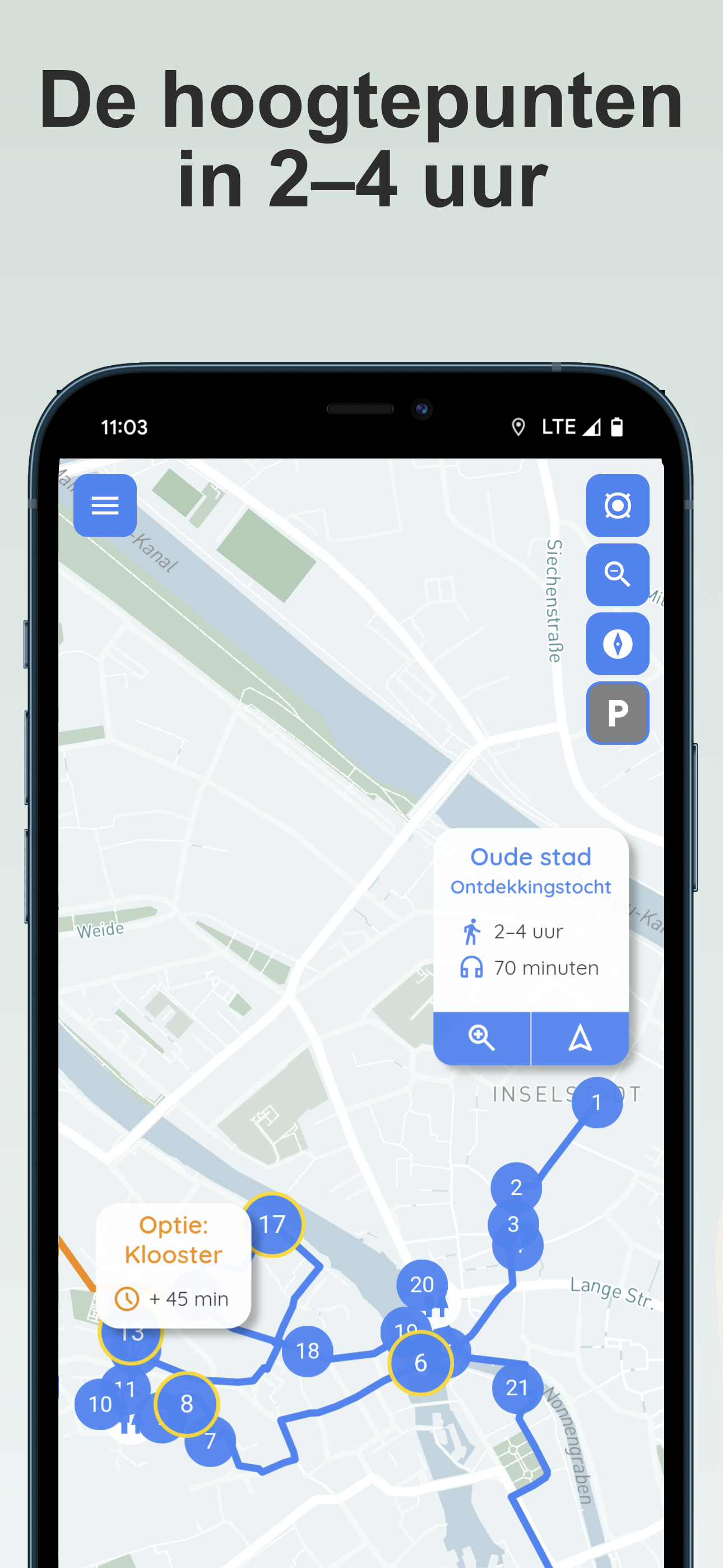 Stadstour-app met compacte info over Bamberg